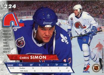 1993-94 Ultra #224 Chris Simon Back