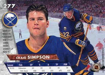 1993-94 Ultra #277 Craig Simpson Back