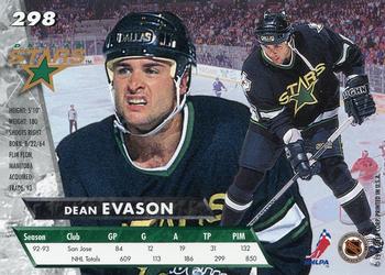 1993-94 Ultra #298 Dean Evason Back