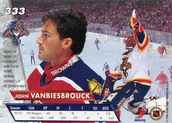 1993-94 Ultra #333 John Vanbiesbrouck Back