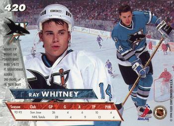 1993-94 Ultra #420 Ray Whitney Back