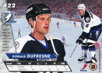 1993-94 Ultra #422 Donald Dufresne Back