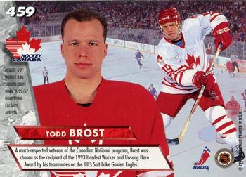1993-94 Ultra #459 Todd Brost Back