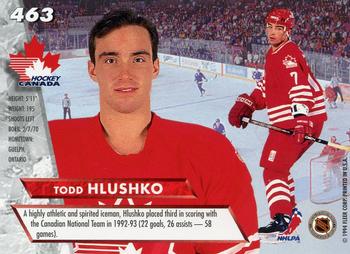 1993-94 Ultra #463 Todd Hlushko Back