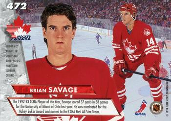 1993-94 Ultra #472 Brian Savage Back