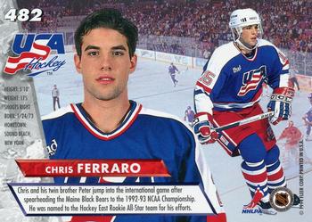 1993-94 Ultra #482 Chris Ferraro Back
