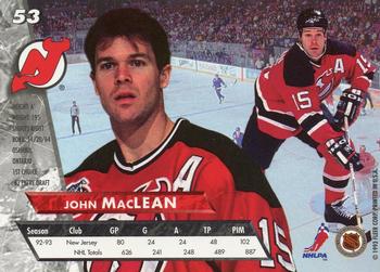 1993-94 Ultra #53 John MacLean Back