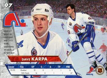 1993-94 Ultra #97 Dave Karpa Back