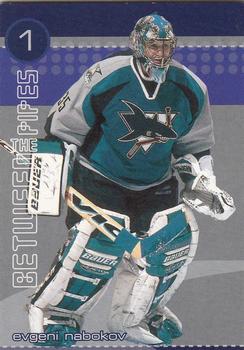 2001-02 Be a Player Between the Pipes - He Shoots-He Saves Redemption Points #NNO Evgeni Nabokov Front