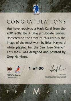 2001-02 Be a Player Between the Pipes - The Mask Gold #NNO Brian Hayward Back