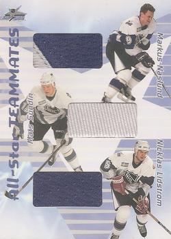 2001-02 Be a Player Memorabilia - All-Star Teammates #AST-29 Mats Sundin / Nicklas Lidstrom / Markus Naslund Front