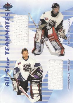 2001-02 Be a Player Memorabilia - All-Star Teammates #AST-40 Dominik Hasek / Nikolai Khabibulin Front