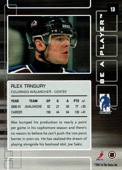 2001-02 Be a Player Memorabilia - Chicago Sun-Times Ruby #13 Alex Tanguay Back