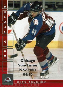 2001-02 Be a Player Memorabilia - Chicago Sun-Times Ruby #13 Alex Tanguay Front