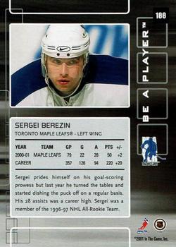 2001-02 Be a Player Memorabilia - Chicago Sun-Times Ruby #188 Sergei Berezin Back