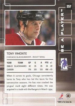 2001-02 Be a Player Memorabilia - Chicago Sun-Times Ruby #257 Tony Amonte Back