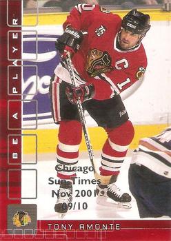 2001-02 Be a Player Memorabilia - Chicago Sun-Times Ruby #257 Tony Amonte Front