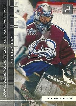 2001-02 Be a Player Memorabilia - He Shoots-He Scores Points #NNO Patrick Roy Front