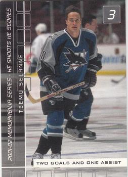 2001-02 Be a Player Memorabilia - He Shoots-He Scores Points #NNO Teemu Selanne Front
