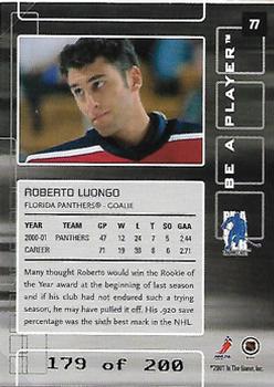 2001-02 Be a Player Memorabilia - Ruby #77 Roberto Luongo Back