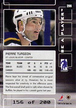 2001-02 Be a Player Memorabilia - Ruby #296 Pierre Turgeon Back