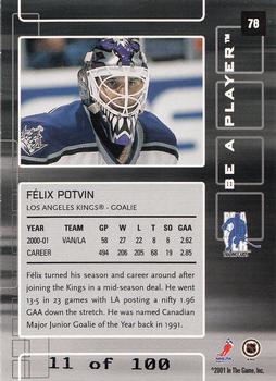 2001-02 Be a Player Memorabilia - Sapphire #78 Felix Potvin Back