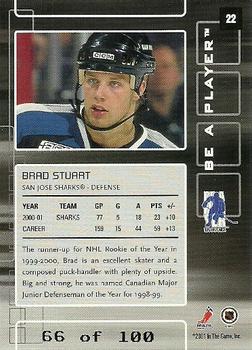 2001-02 Be a Player Memorabilia - Sapphire #22 Brad Stuart Back