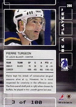 2001-02 Be a Player Memorabilia - Sapphire #296 Pierre Turgeon Back