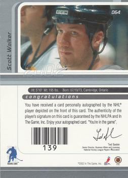 2001-02 Be a Player Signature Series - Autographs #064 Scott Walker Back