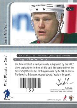 2001-02 Be a Player Signature Series - Autographs #091 Jeff Nielsen Back
