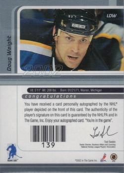 2001-02 Be a Player Signature Series - Autographs #LDW Doug Weight Back