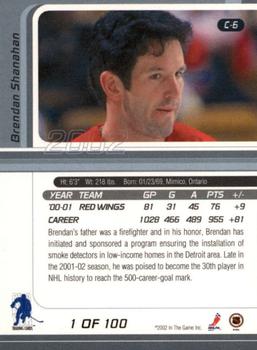 2001-02 Be a Player Signature Series - Certified 100 #C-6 Brendan Shanahan Back
