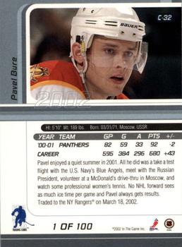 2001-02 Be a Player Signature Series - Certified 100 #C-32 Pavel Bure Back
