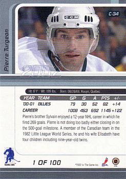 2001-02 Be a Player Signature Series - Certified 100 #C-34 Pierre Turgeon Back