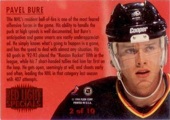1993-94 Ultra - Red Light Specials #2 Pavel Bure Back