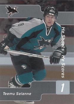 2001-02 Be a Player Signature Series - He Shoots-He Scores Points #NNO Teemu Selanne Front