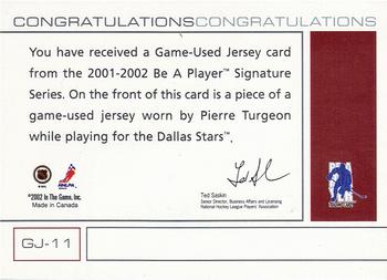 2001-02 Be a Player Signature Series - Jerseys #GJ-11 Pierre Turgeon Back