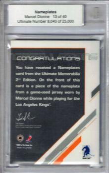 2001-02 Be A Player Ultimate Memorabilia - Name Plates #NNO Marcel Dionne Back