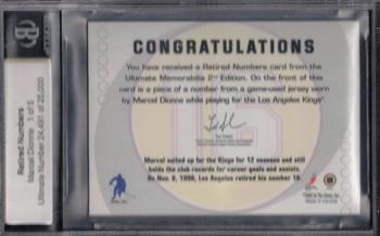 2001-02 Be A Player Ultimate Memorabilia - Retired Numbers #7 Marcel Dionne Back