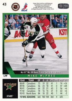 1993-94 Upper Deck #43 Mike McPhee Back