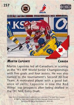 1993-94 Upper Deck #257 Martin Lapointe Back