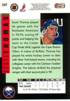 1993-94 Upper Deck #247 Scott Thomas Back