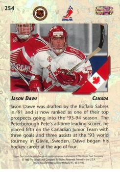 1993-94 Upper Deck #254 Jason Dawe Back