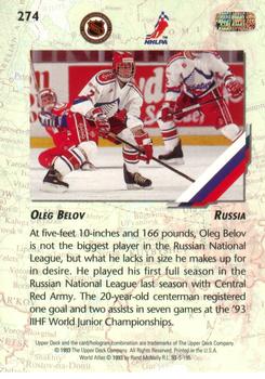 1993-94 Upper Deck #274 Oleg Belov Back