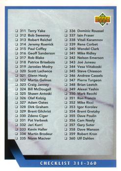 1993-94 Upper Deck #400 Checklist: 311-400 Front