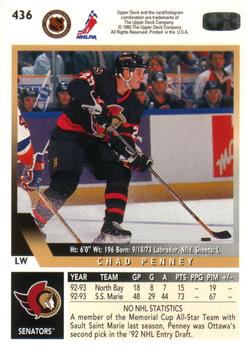 1993-94 Upper Deck #436 Chad Penney Back