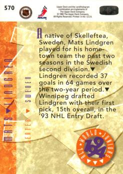 1993-94 Upper Deck #570 Mats Lindgren Back
