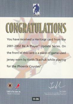 2001-02 Be a Player Update - Heritage #H6 Keith Tkachuk Back