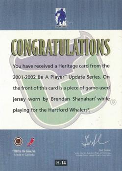 2001-02 Be a Player Update - Heritage #H14 Brendan Shanahan Back
