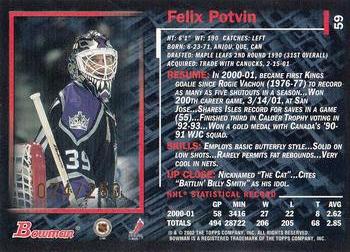 2001-02 Bowman YoungStars - Gold #59 Felix Potvin Back